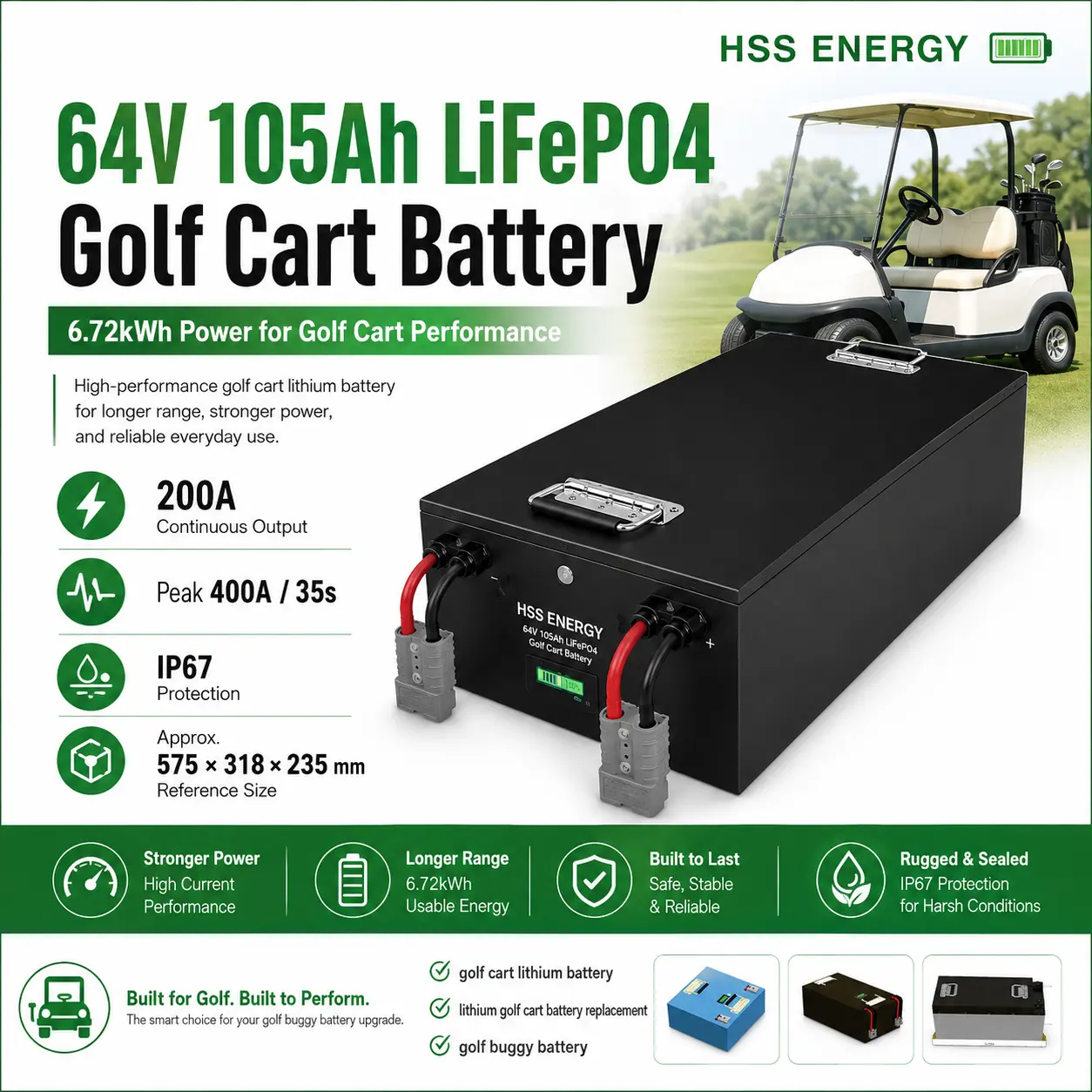 Batterie au lithium pour voiturette de golf 60 V 105 Ah