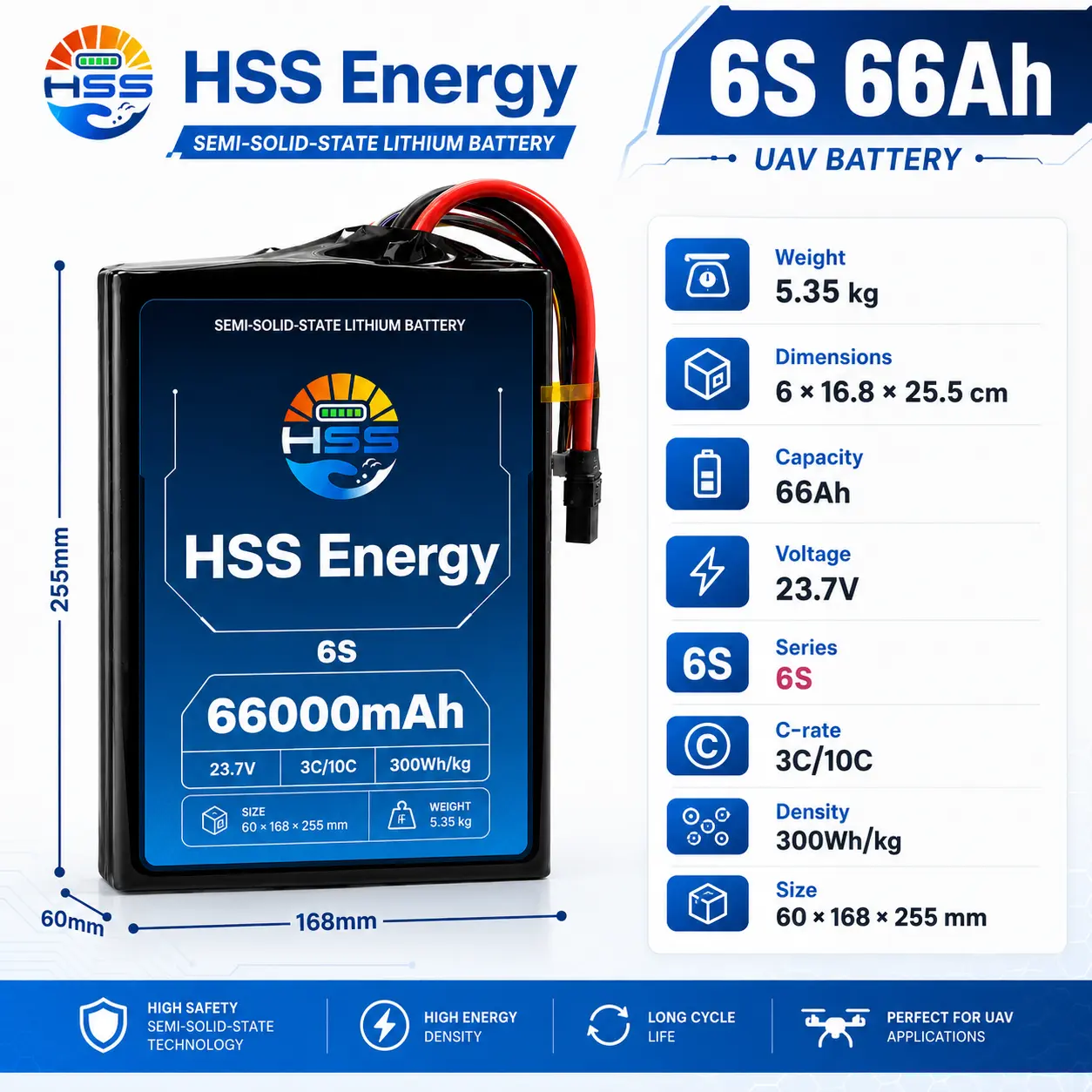 6S 66000mAh UAV Battery